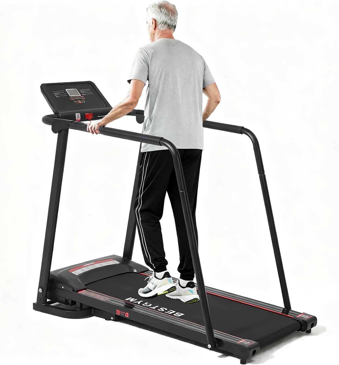 Caminadora Plegable con Barandales Largos, Capacidad 300 lb, Motor 3.5HP