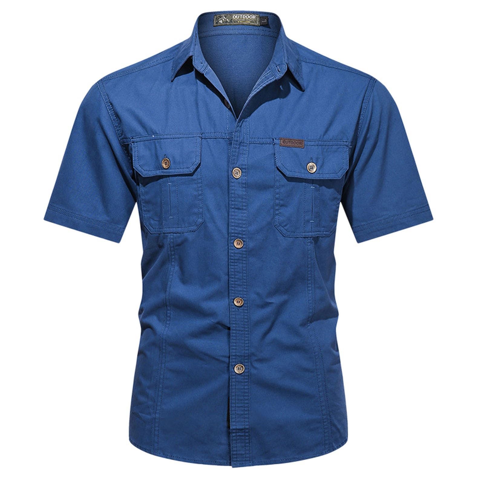 Chemise Homme, Chemises Décontractées Slim Fit pour Hommes avec Poches pour Un Usage Quotidien, Vêtements D'Été Confortables Et Élégants, Résistant À l'usure