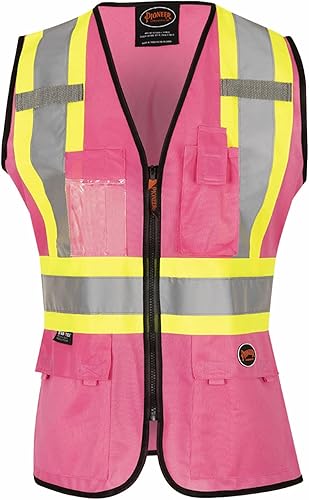 Pioneer Safety Vest for Women With Pockets - Hi-Vis Reflective Tape - For Construction