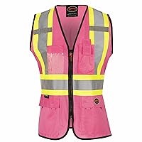 Vista 1 de Pioneer Chaleco de seguridad para mujer con bolsillos - Cinta reflectante de alta visibilidad - Para la construcción - Rosa