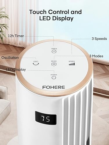 Miniatura 6 de Ventilador de torre para dormitorio, ventiladores oscilantes silenciosos con control remoto de 70, 3 modos, 3 velocidades, temporizador de 12 horas,