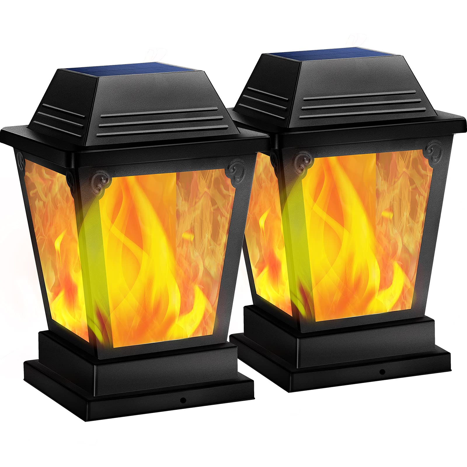 Buy TomCare Solar Post Lights Metal Flickering Flame Solar Fence Post