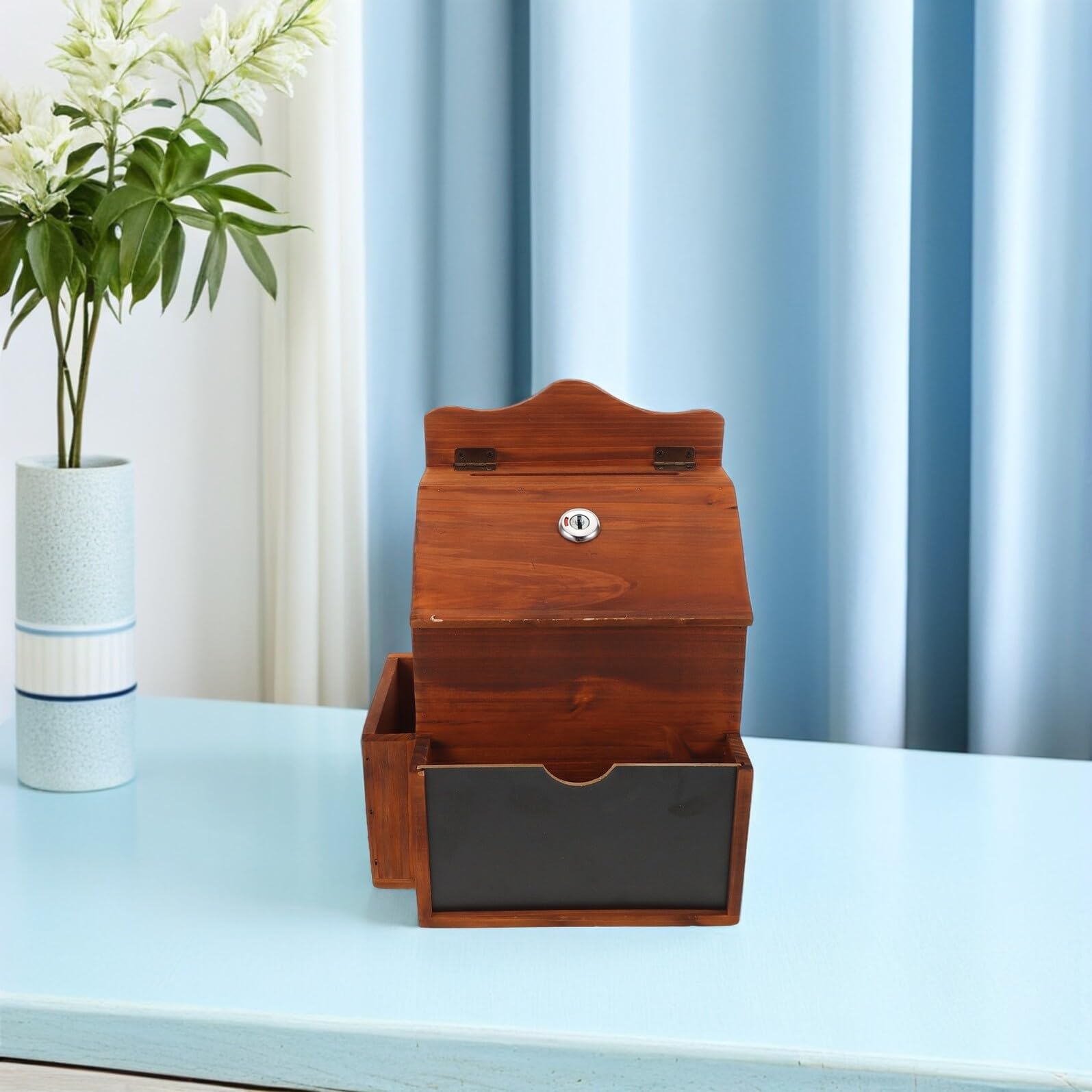 PRETYZOOM Caja de Sugerencias de Madera con Cerradura y Llave Caja Compacta Vintage para Votos Donaciones y Recogida de Opiniones para Oficina Iglesia y Recaudación de Fondos