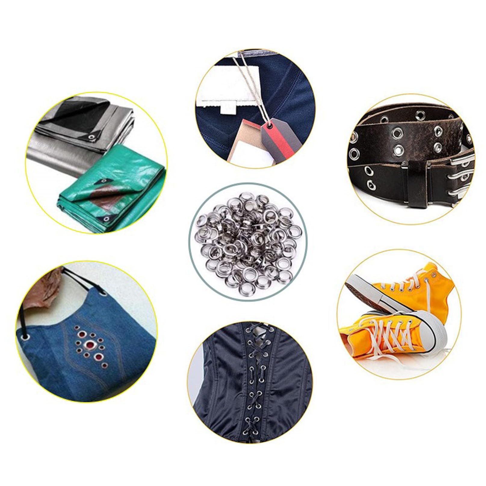 AGSYFFD 400 pcs eyelet and punch 6mm grommet tool kit metal grommet and punch kit with 3 grommet fixing tools 1 punch pliers for fabric leather shoes bags canvas belts handicrafts - Image 4