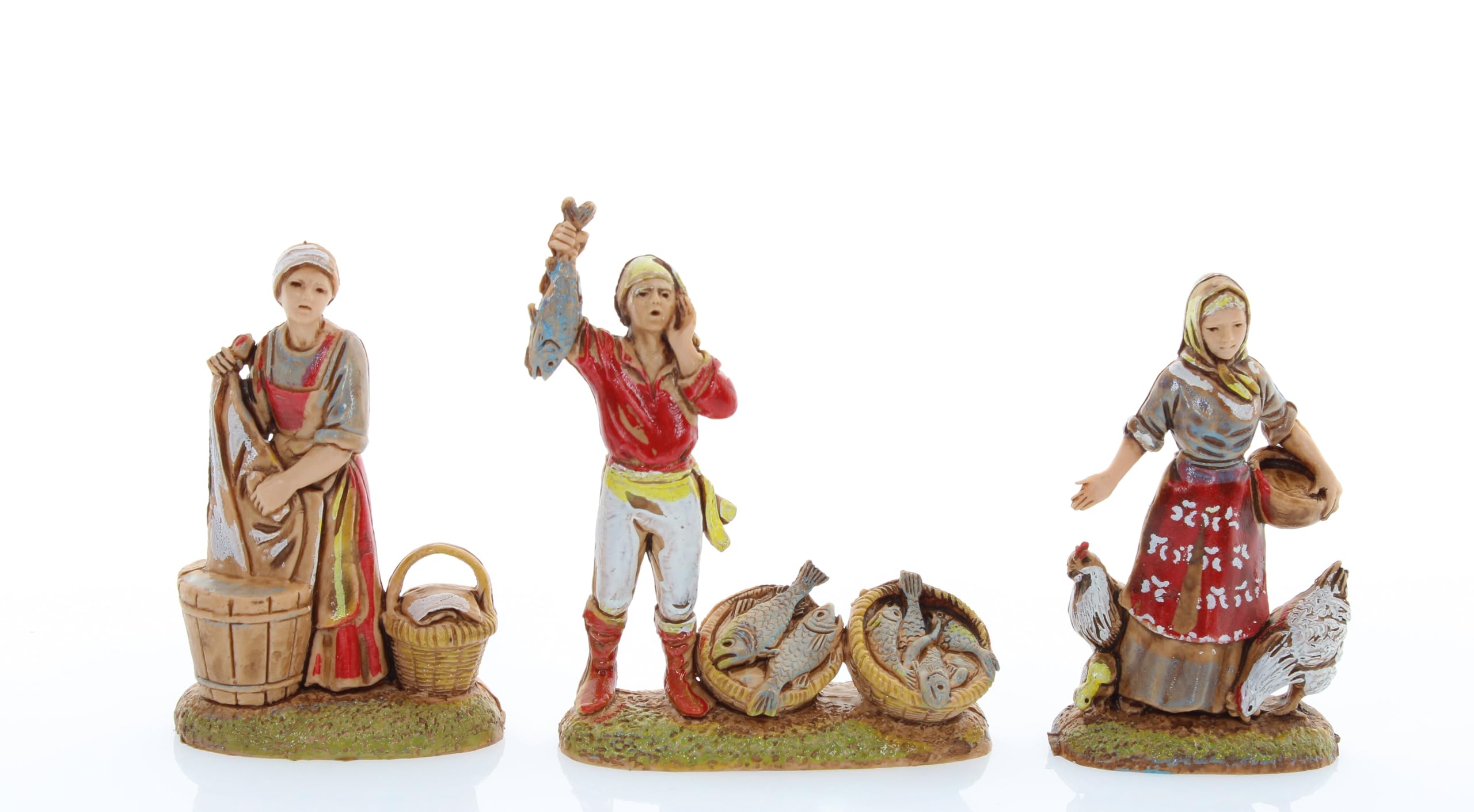 Moranduzzo Set 9 Pastori Napoletani Adatto a Presepe da 6 cm Scala 1:32 – MINI 6 – Statuina Indistruttibile, Stile '700, Rifinita a Mano, Scultore M. Landi, Made in Italy