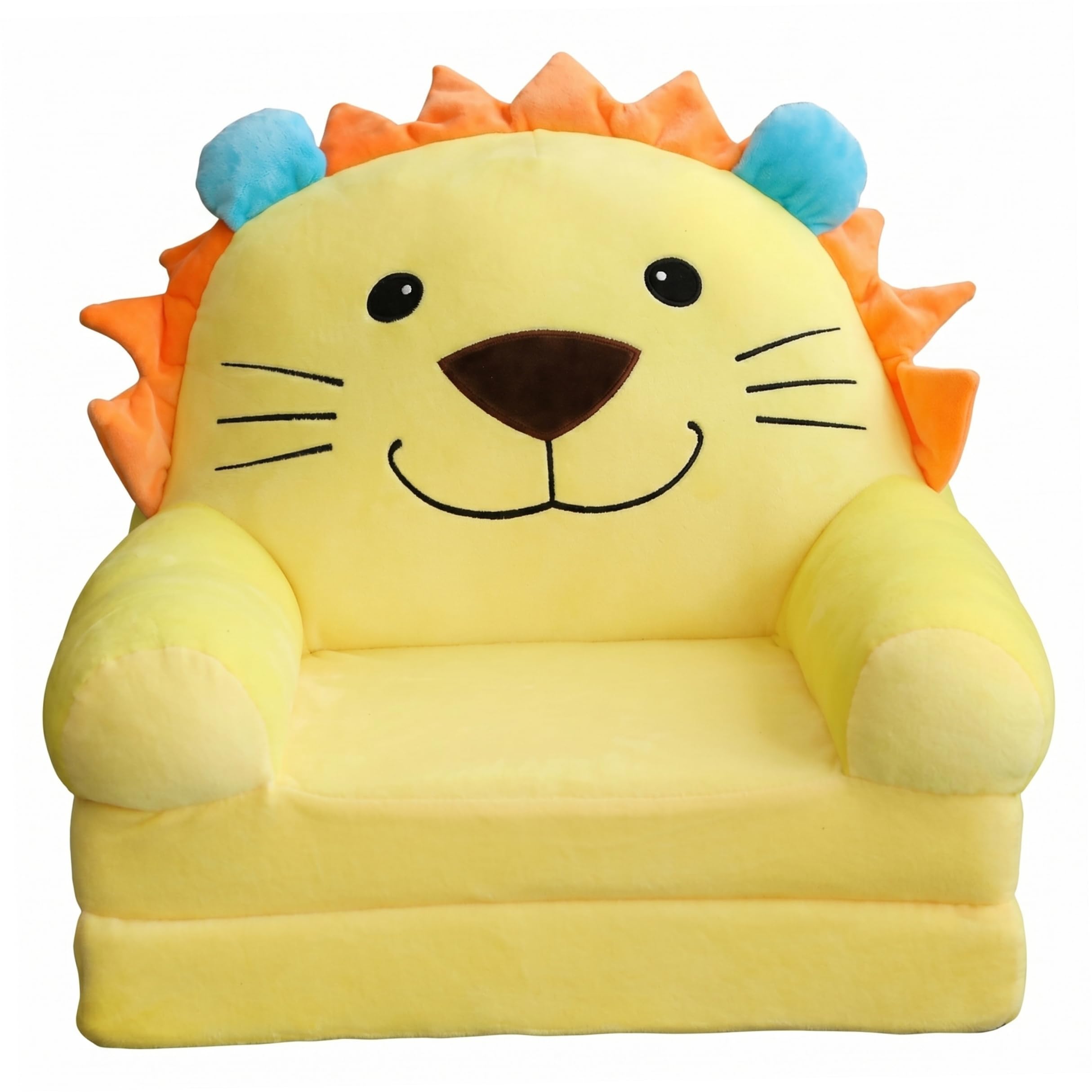 Xoeryoy Kids Couch, Comfort Animal Toddler Sofa, Foldable Kids Couch With Soft Supportive Lining - Yellow ;1