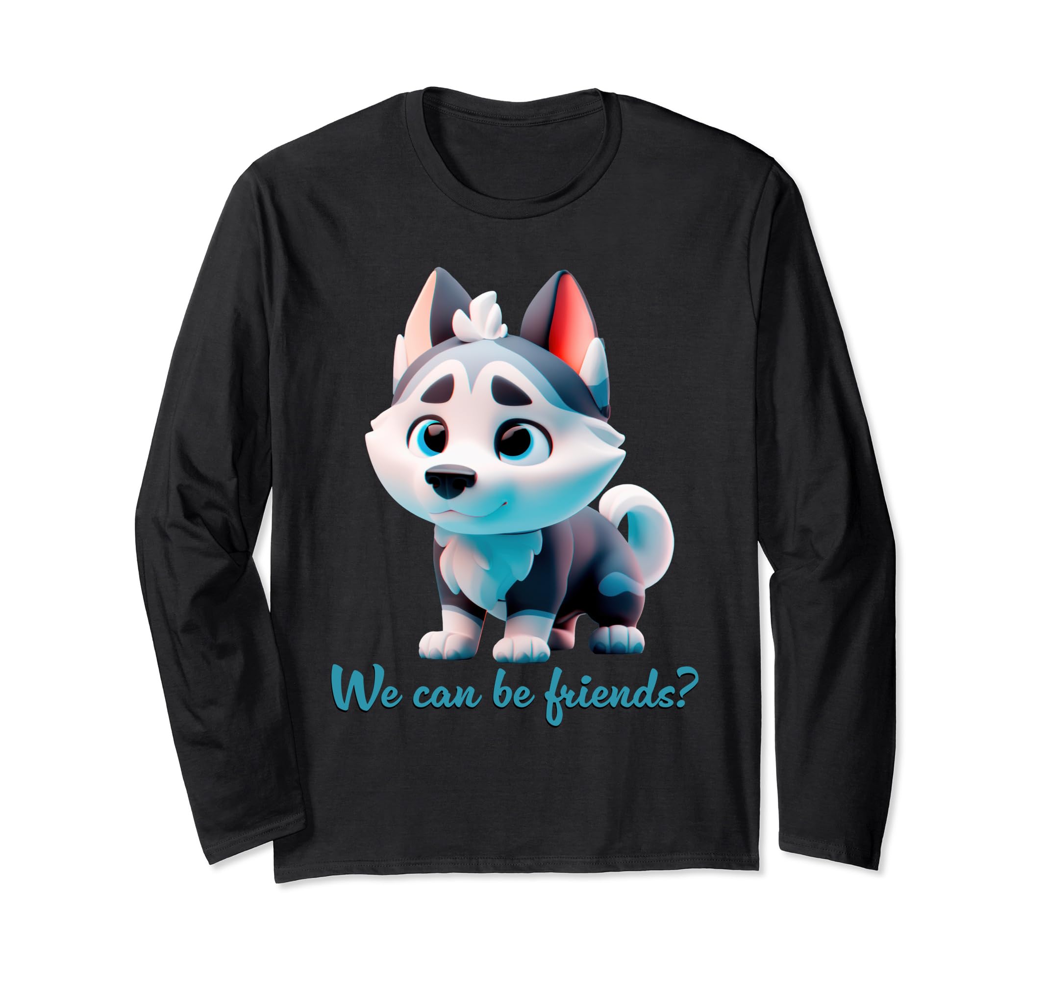 cute friend husky - cute friendly puppy - seking friends Long Sleeve T-Shirt
