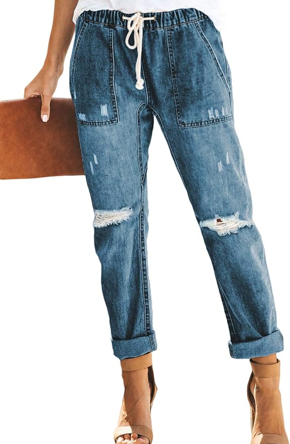 Baggy jeans with elasticated cuffs Clearance