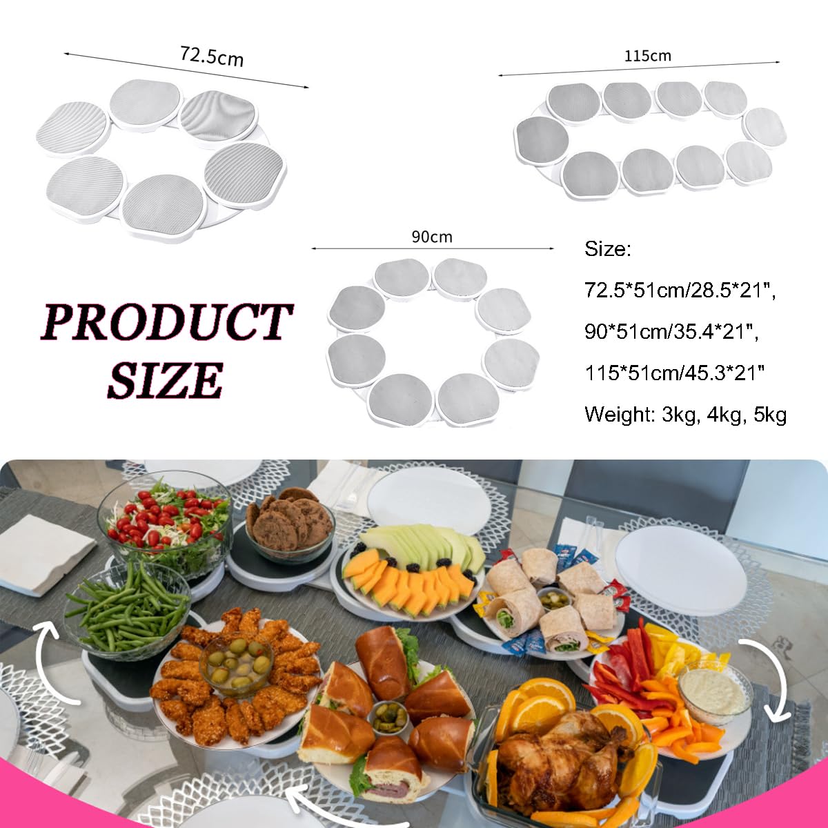 Plateau Tournant Lazy Susan Pour Table - Plateau Rotatif Extensible Cuisine Et Salle à Manger