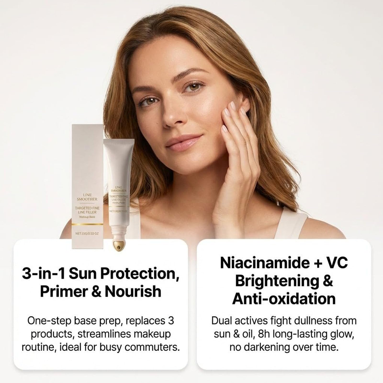 Line Smoother Targeted Fine Line Filler, Instant Blurring Primer for Wrinkles for Mature Skin, Instant Skin Tightener, Makeup Primer for Face, Helps Smooth & Even Skin (1pcs) - 5