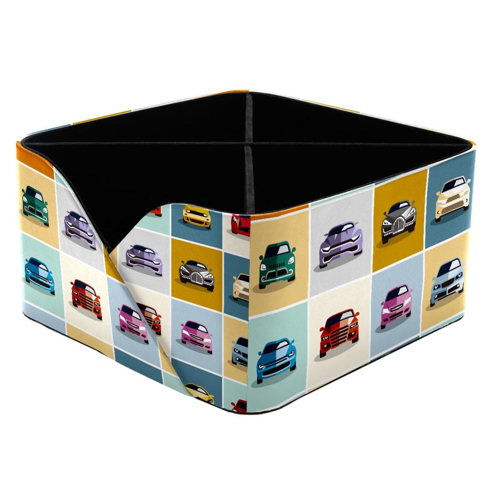 KengjuTesu Car Icons Pattern Desktop Organizer Pen Holder, Rectangular Pencil Cup for Office, Study and Makeup Stations