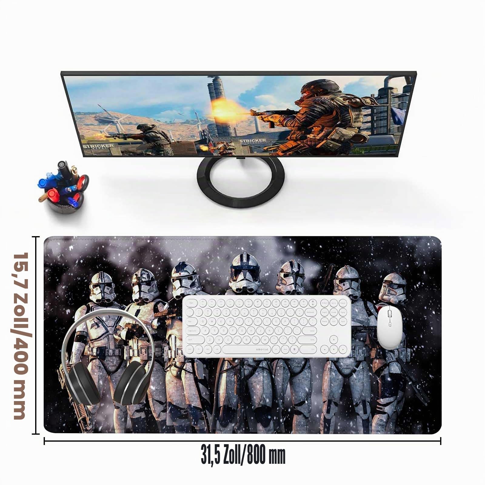 Extra großes Gaming-Mauspad, Design, XXL, rutschfeste Gummiunterseite, genähte Kanten, tragbare Schreibtischmatte für Computer, Tastatur, Mäuse, Laptop und PC, 80 x 39,9 cm