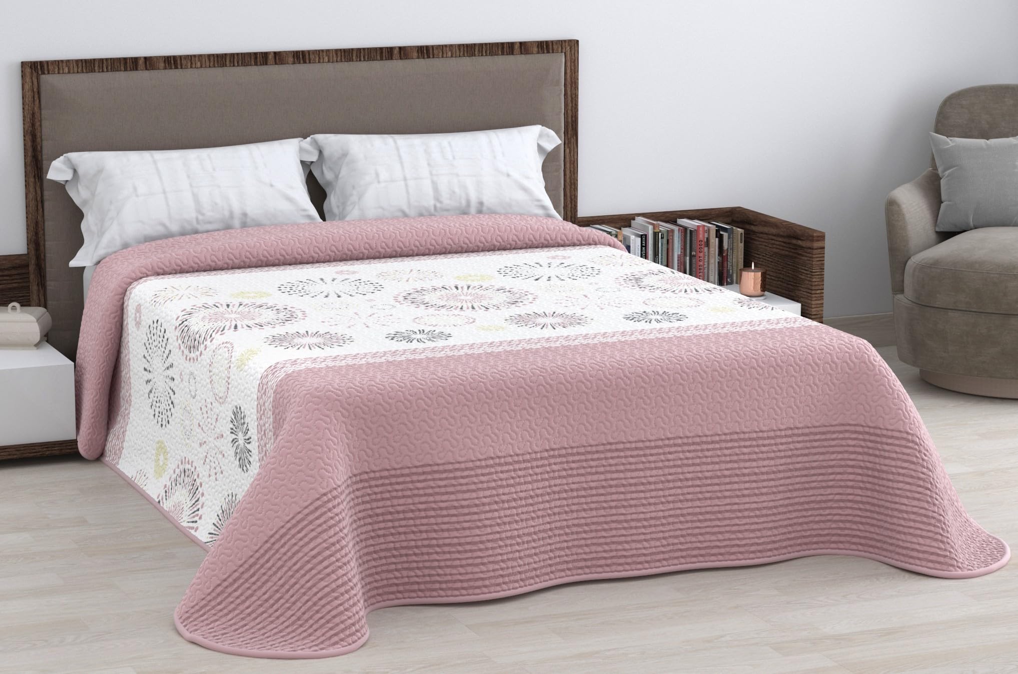 HM'S HOME'SECRET Colcha Bouti Estampada de 100% Microfibra Suave - Variedad de Diseños y Tamaños (Liso Gris, Cama 150cm) — view 14