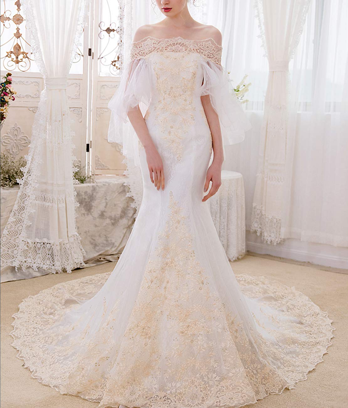 Sirène Jupon pour Sirène Robe de Bal Crinoline Slips Sous-jupe pour Sirène Robe de Mariée - Blanc - taille unique