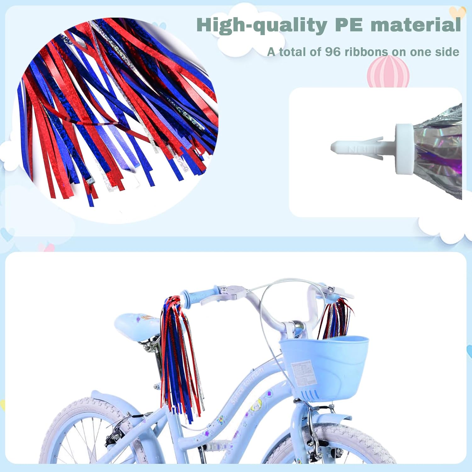Kids Bike Bell with 2 Bike Streamers, Bicycle Accessory for Girls Boys image 3