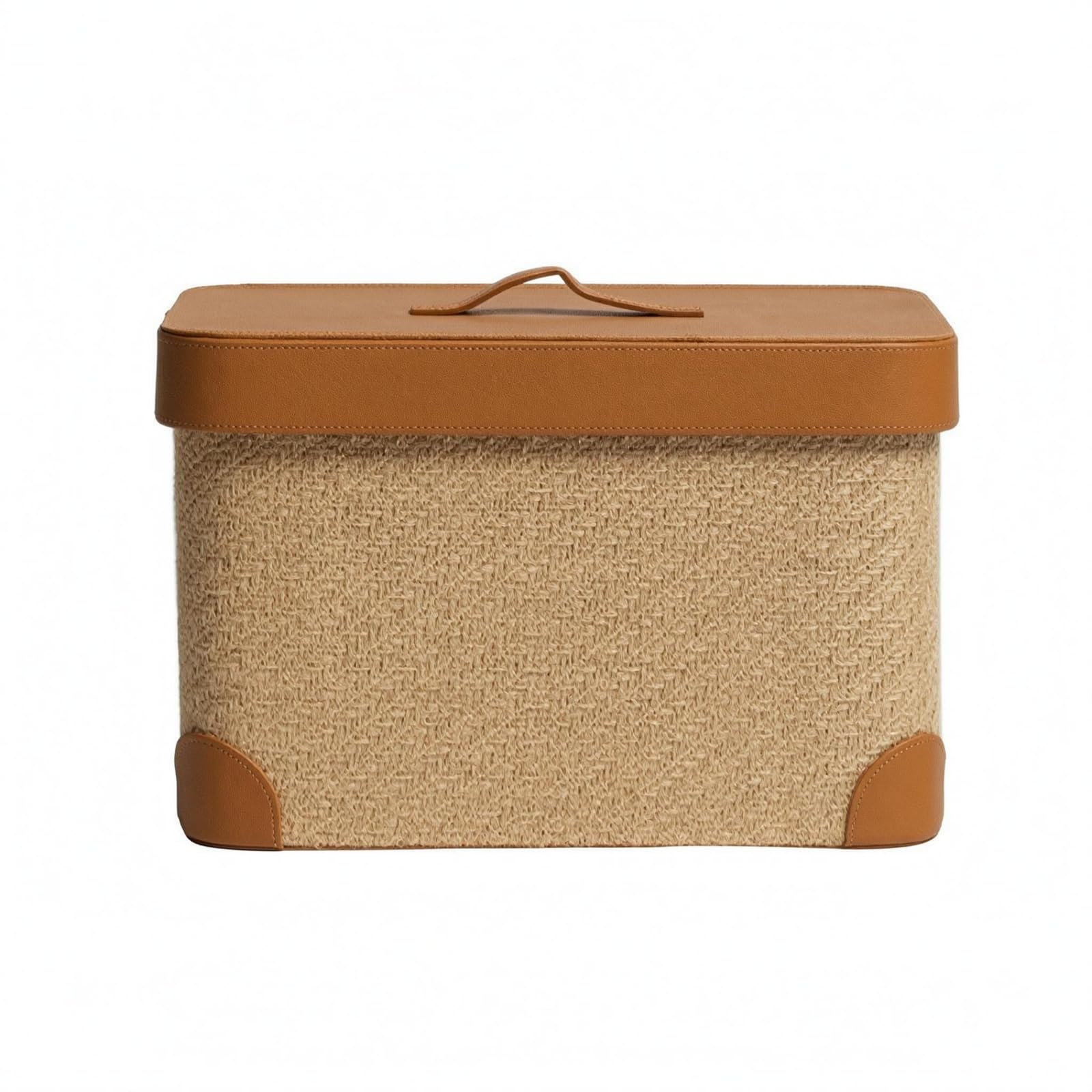 Caja Tejida Hecha a Mano Caja con Asa Tejido Suave Organizador, Naranja, Grande