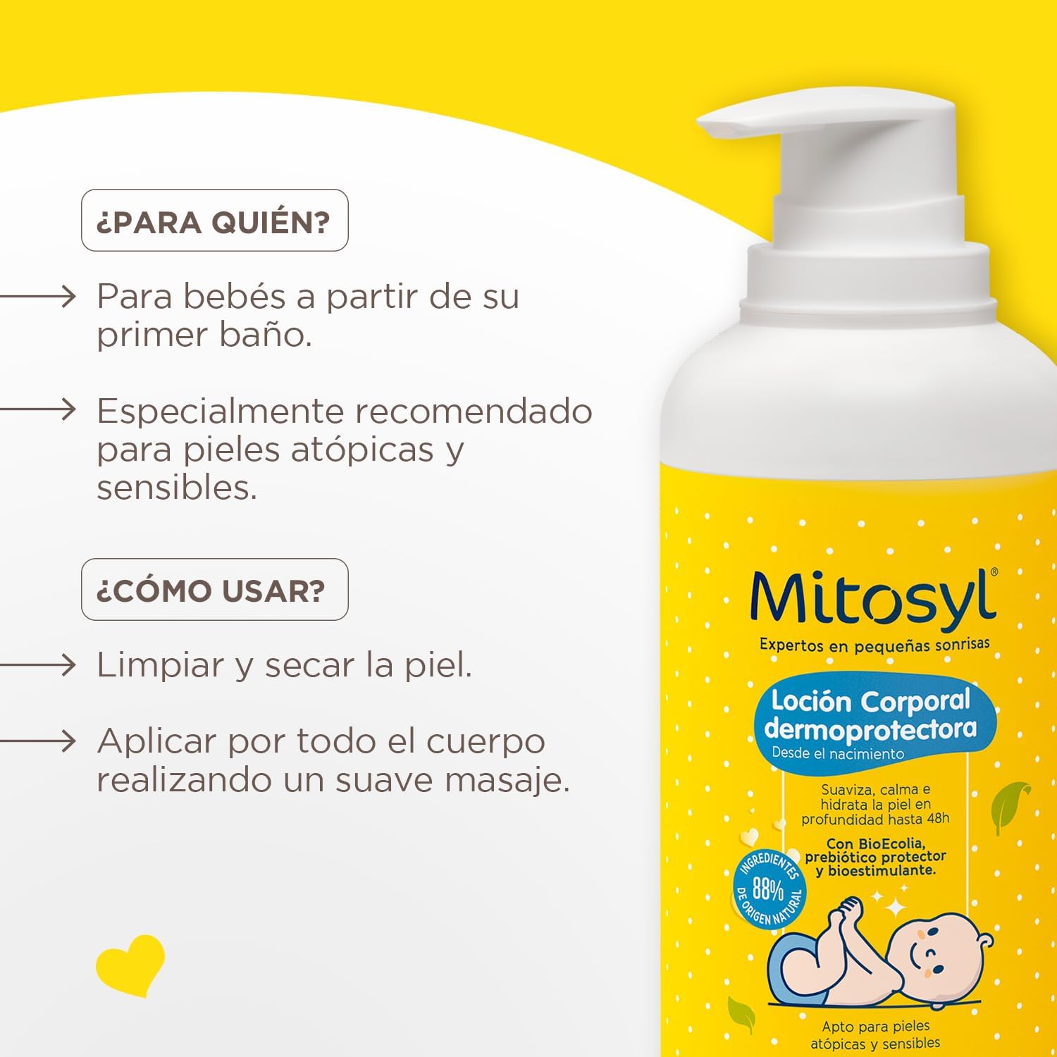 Mitosyl, Loción Corporal Dermoprotectora, Hidratación Profunda, Piel Sensible y Atópica, Fórmula Vegana con Manteca de Karité, 400ml