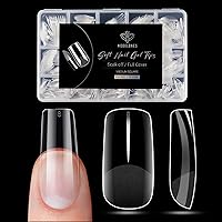 Vista 25 de Modelones Puntas de uñas postizas en forma de almendra medias 510 piezas, uñas acrílicas transparentes a presión con forma previa de cobertura