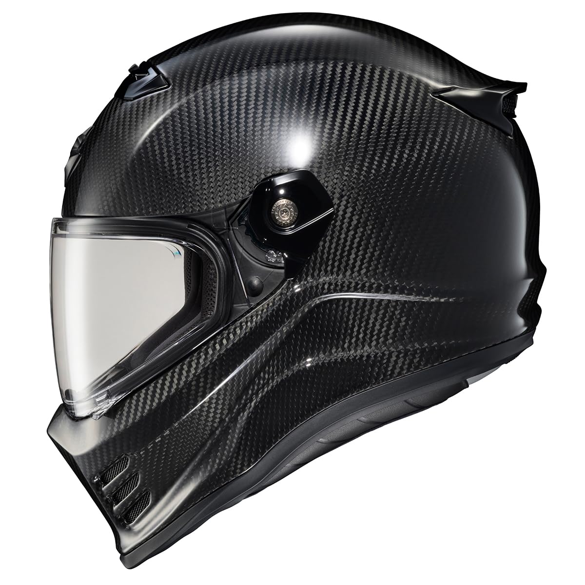 ScorpionEXO Covert FX Carbon Fiber Full Face Motorcycle Helmet Street Fighter Style - Bluetooth Ready Speaker Pockets DOT ECE Solid (Gloss Black