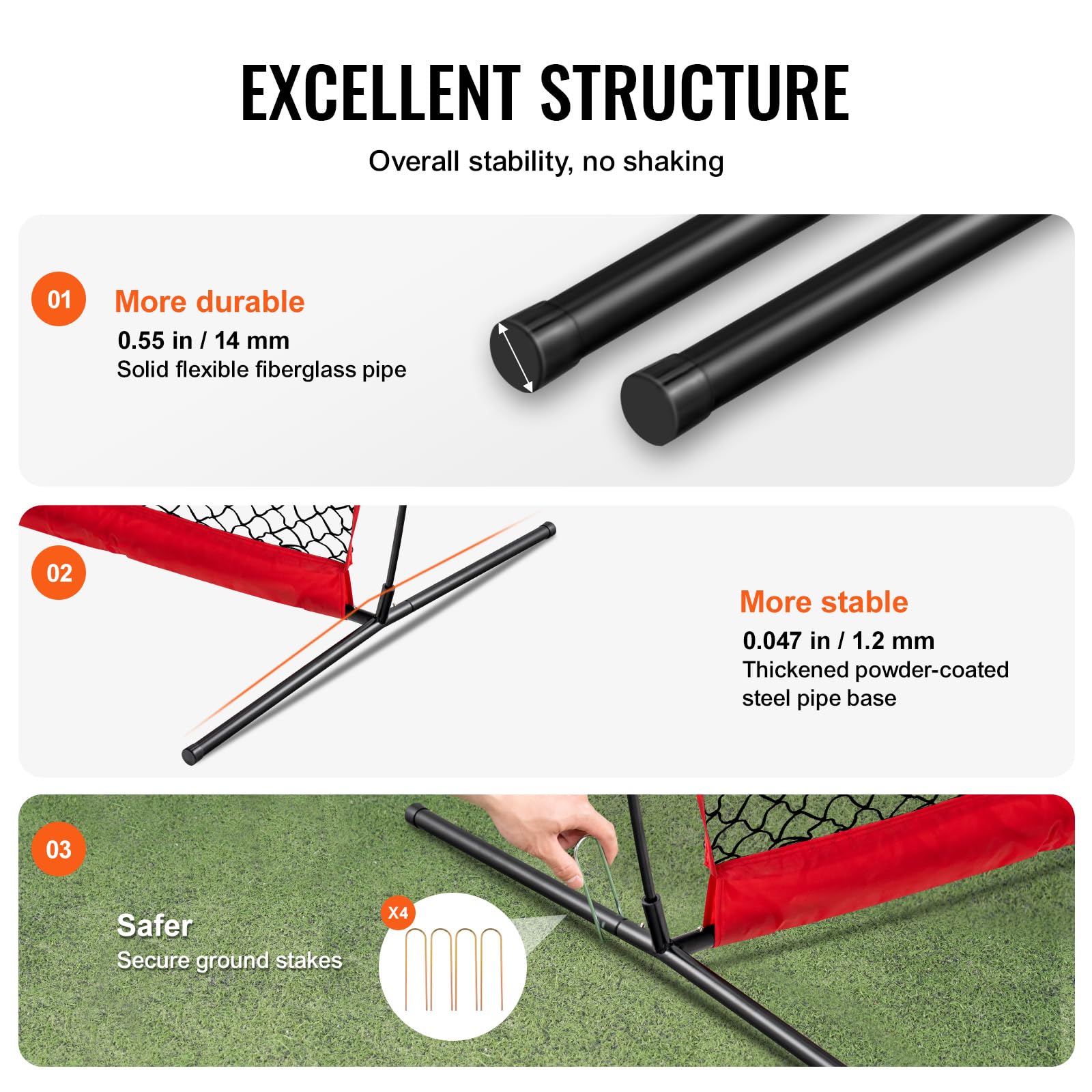 VEVOR Barricade - Red de Barrera Deportiva para Pelotas, Equipo de práctica portátil con Bolsa de Transporte, Pantalla de protección para béisbol, sóftbol, Lacrosse, fútbol, Hockey, Entrenamiento,