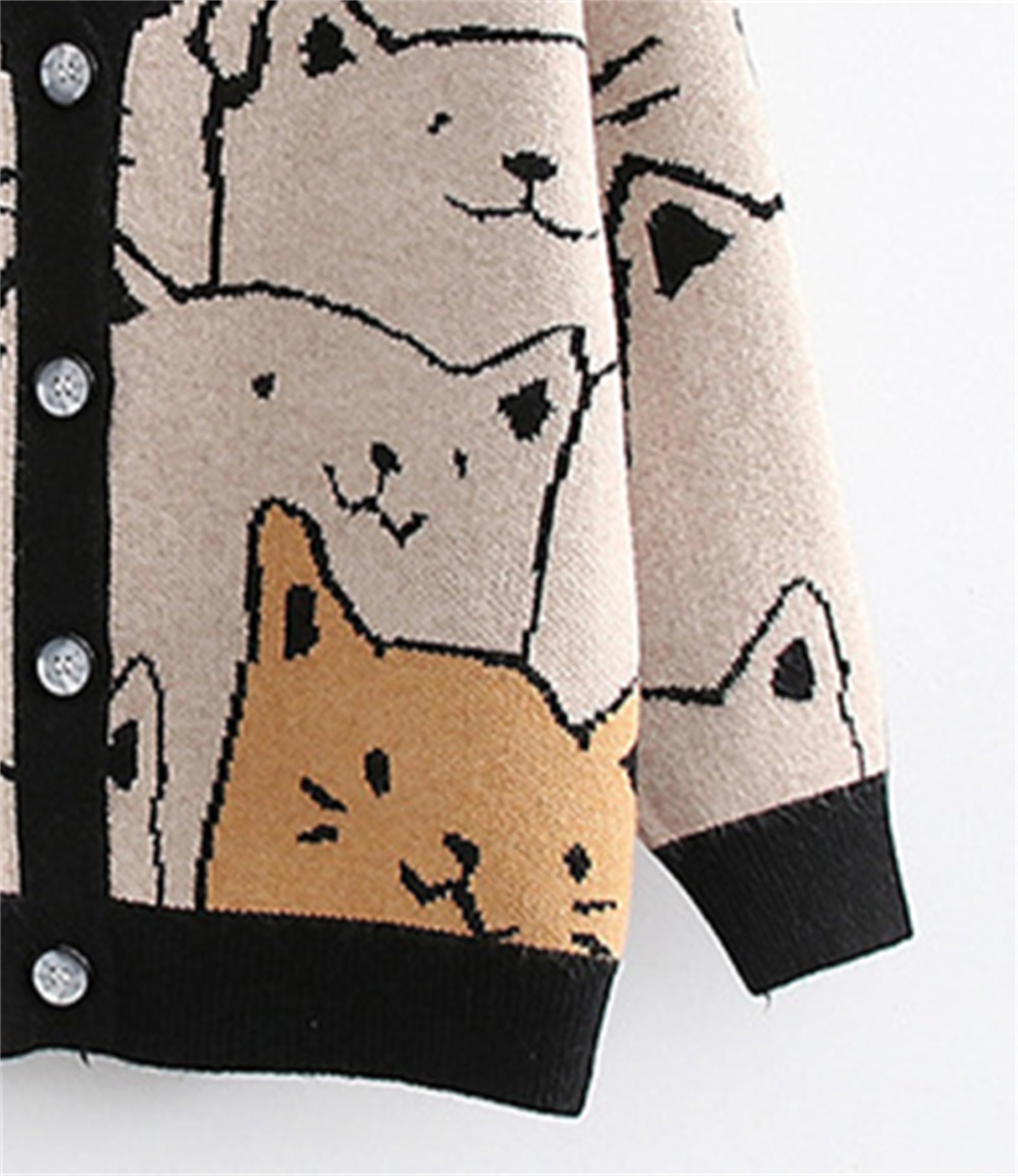 伊太利屋のラインストーンボタンと猫ボタンのカーディガン11号 伊太利