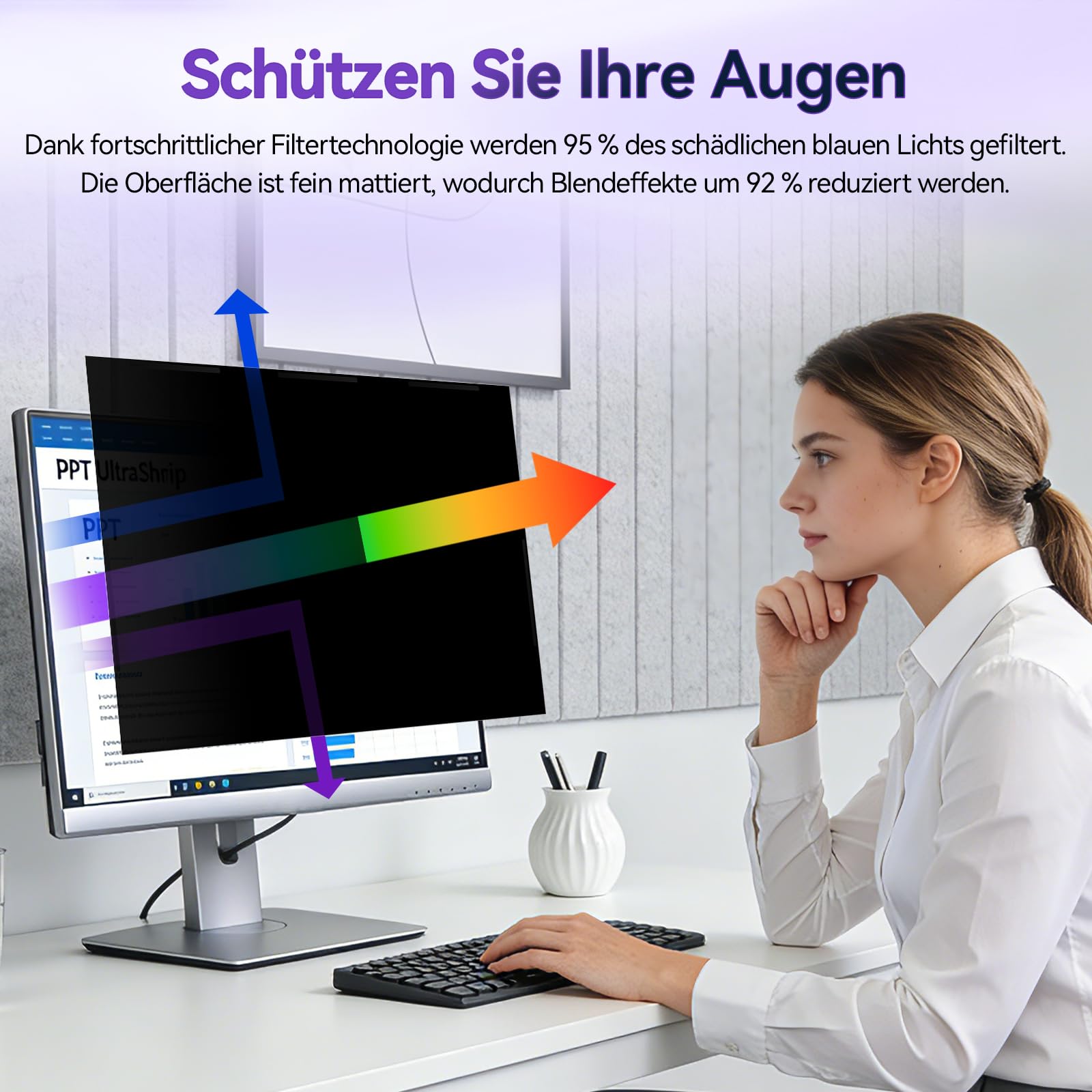 IPROKKO Filtro magnetico per la privacy da 27 pollici per monitor 16:9, rimovibile, anti-luce blu, antiriflesso, protezione schermo per schermo per Dell Acer Lenovo Asus da 27 pollici