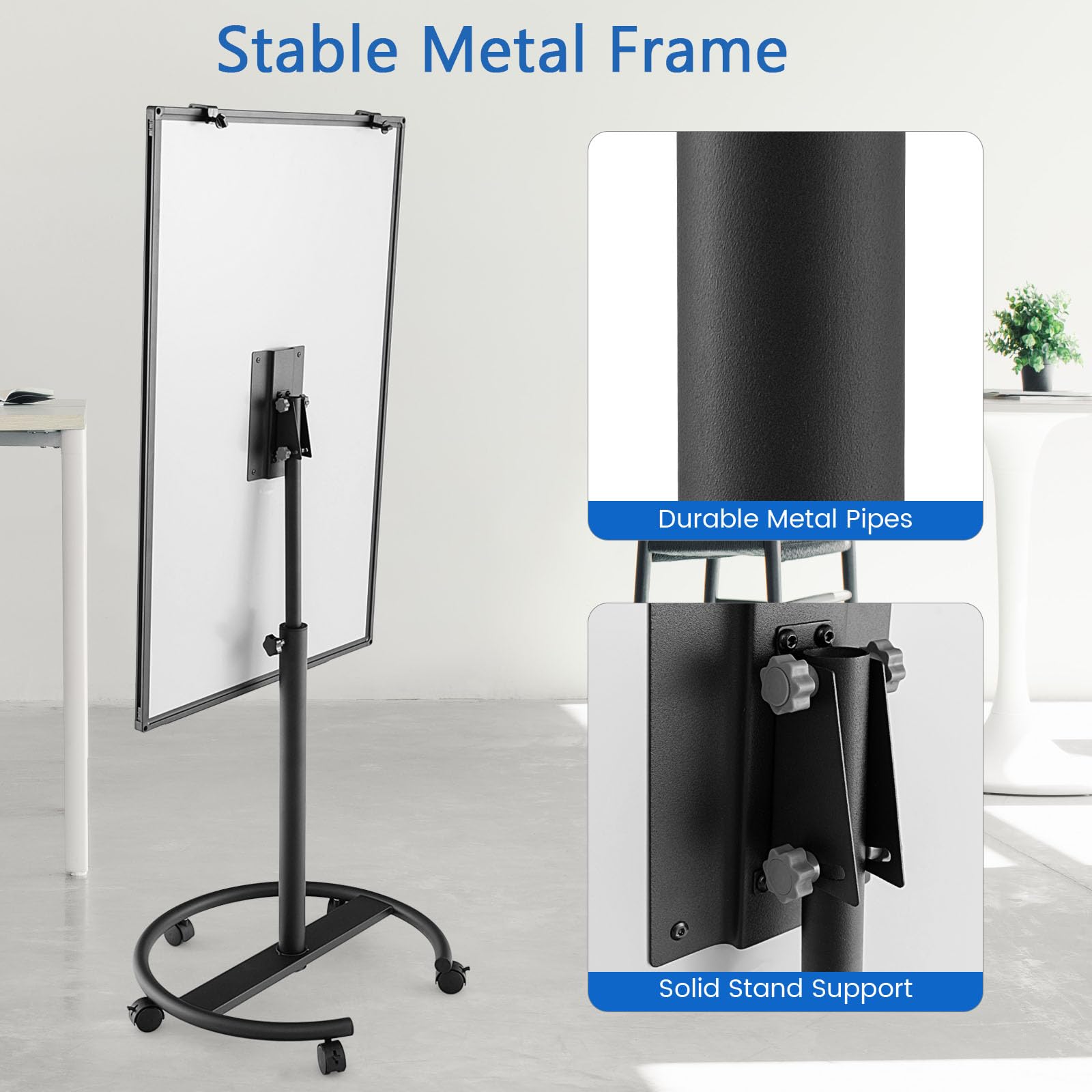 LIFEZEAL Mobilna tablica magnetyczna, dwustronna tablica suchościeralna ze stojakiem, magnetyczna biała tablica z regulacją wysokości i obracana o 360°, tablica magnetyczna z półką na długopisy, 100 x