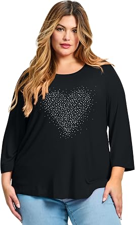 Avenue Womens Plus Size Love Heart Top