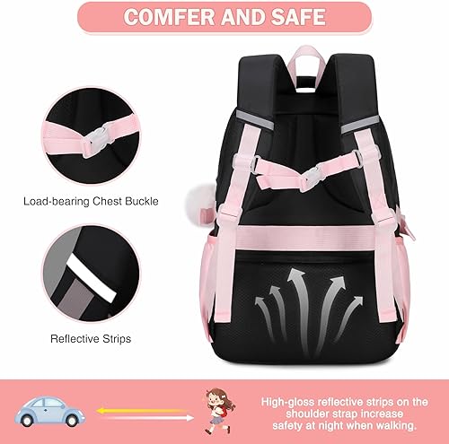 Miniatura 5 de 4 mochilas para niñas para la escuela, mochila para niñas con lonchera y estuche para lápices, mochila escolar para preescolar, primaria, primaria,