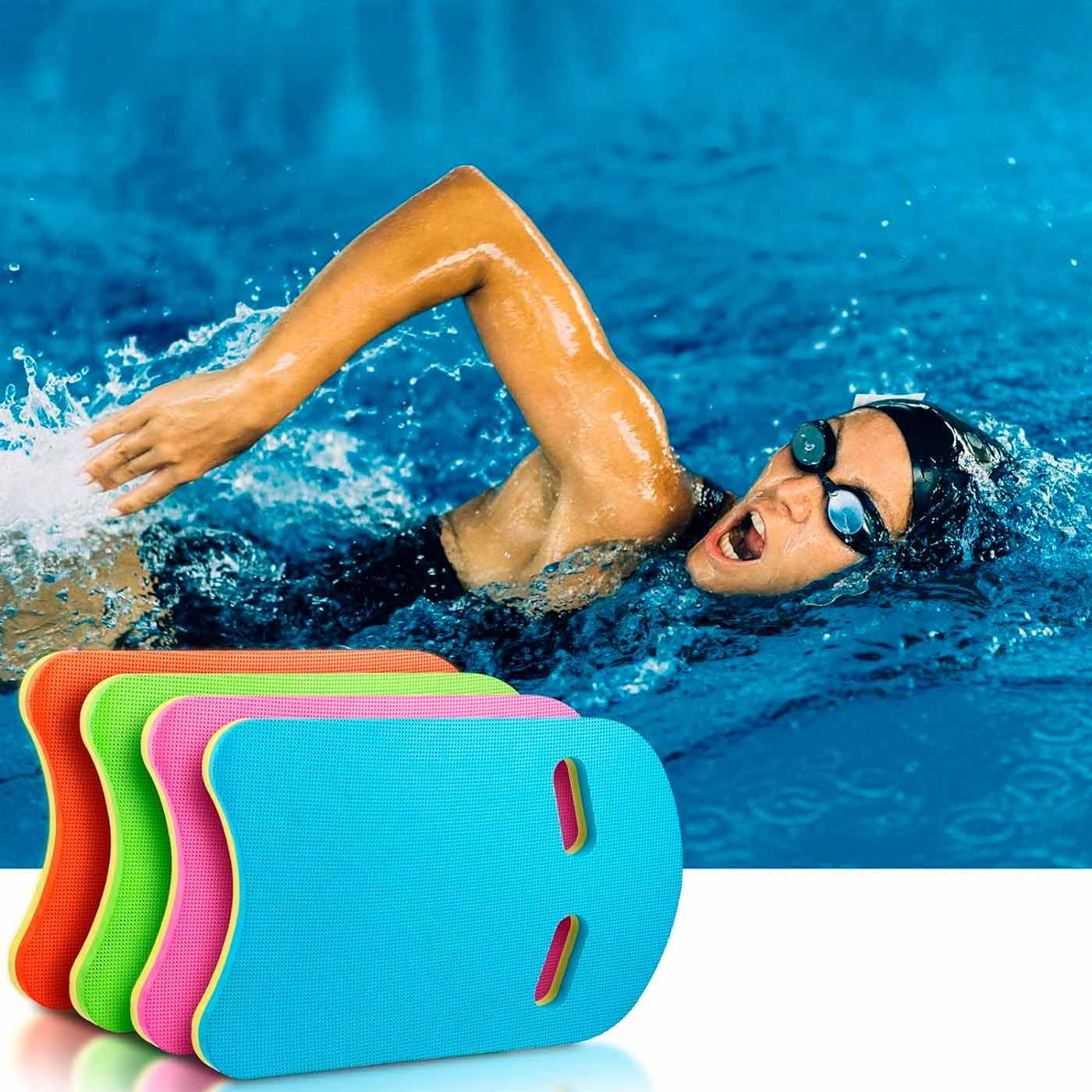 Tradineur - Pack de 2 Tablas de natación - Fabricado en Goma Eva - Forma Rectangular - Ideal como Apoyo en la natación - 45 x 29 cm - Color Aleatorio