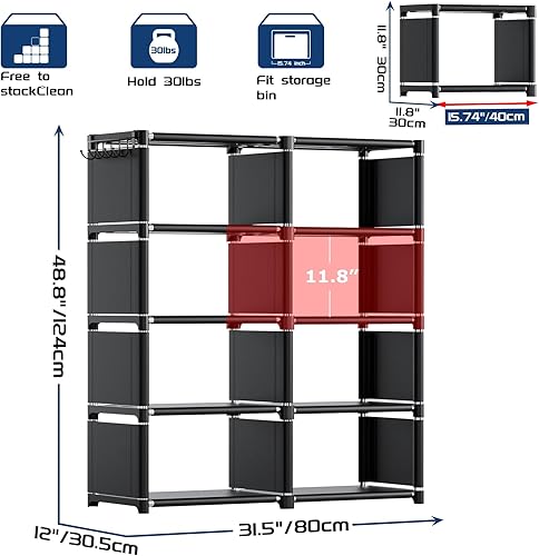 Miniatura 3 de Mavivegue Librería, organizador de almacenamiento de 10 cubos, organizador de estante para libros, estante alto, estuches para libros, estante de