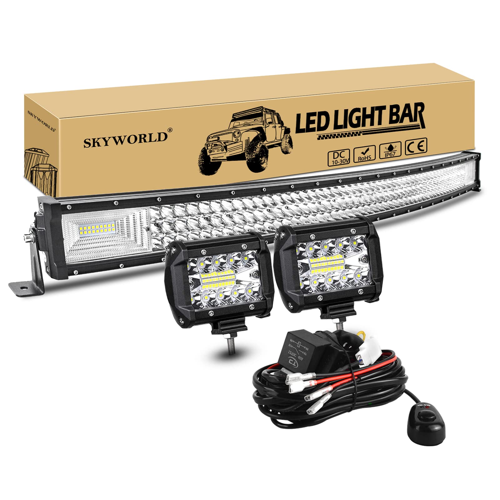 SKYWORLD 28 Pouces 71cm 150W Barre De Led 4x4 Rampe 12V 24V, Bicolore Ambre Blanc Barre D'éclairage LED, Longue Portee Barre Lumineuse LED Pour Offroad Camion SUV ATV Véhicules, Feu Antibrouillard
