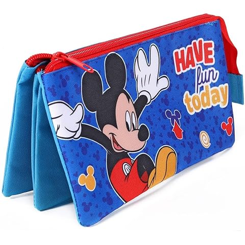 TDL Disney Mickey Mouse Pencil Case with 3 Compartments Cover