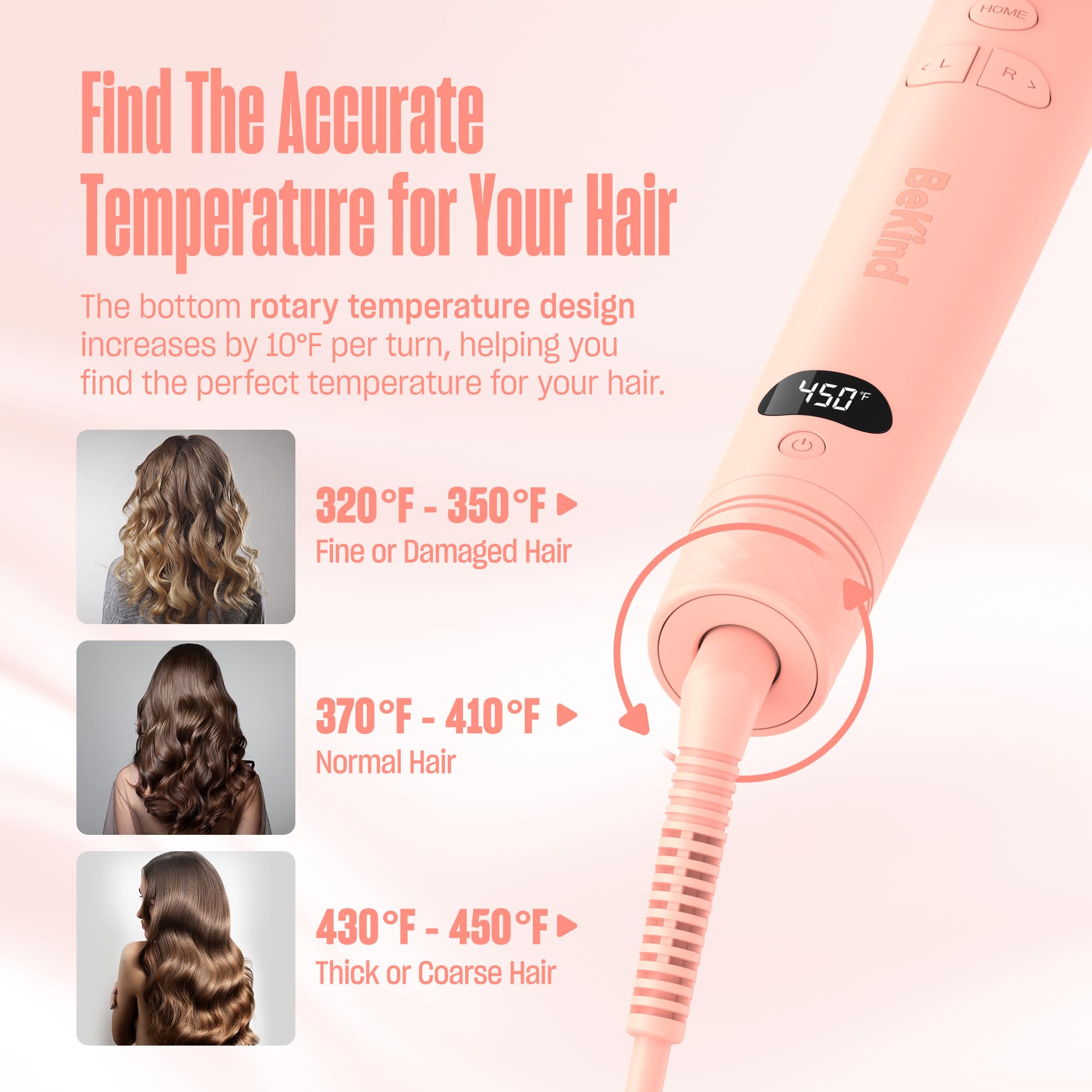 BeKind Waves Automatic Rotating Curling Iron, 1 Inch Tourmaline Ceramic Wand