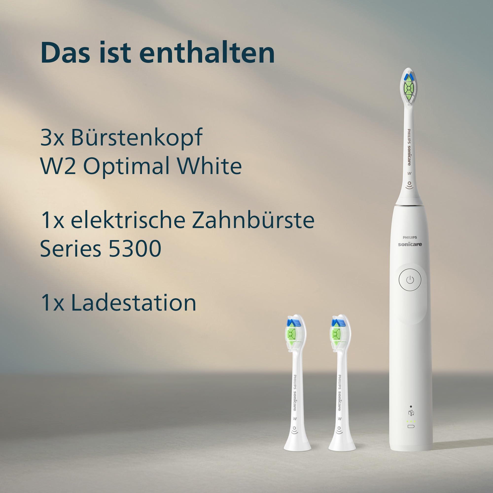 Philips Sonicare 5300 elektrische Zahnbürste, Schallzahnbürste mit 2 Intensitätsstufen, Andruckkontrolle, EasyStart, Smartimer und BrushPacer, Weiß, Modell HX7108/04 [Neue Technologie]
