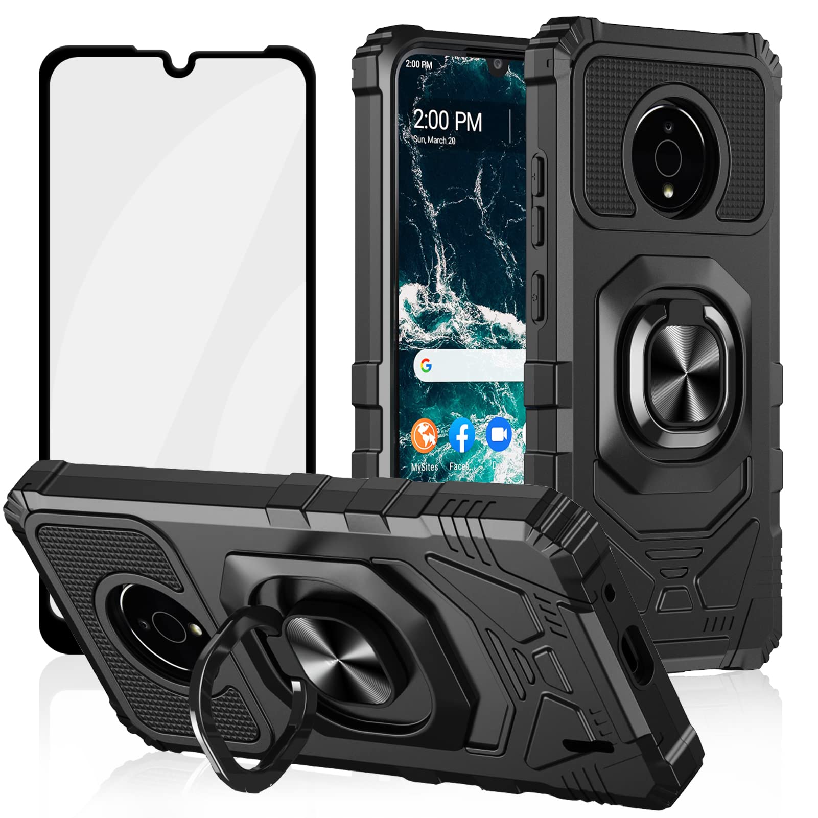 Ailiber for Nokia C200 Case, Nokia C200 6.09" Case with Screen Protector, Ring Kickstand for Magnetic Car Mount, Military Grade, Heavy Duty Shockproof