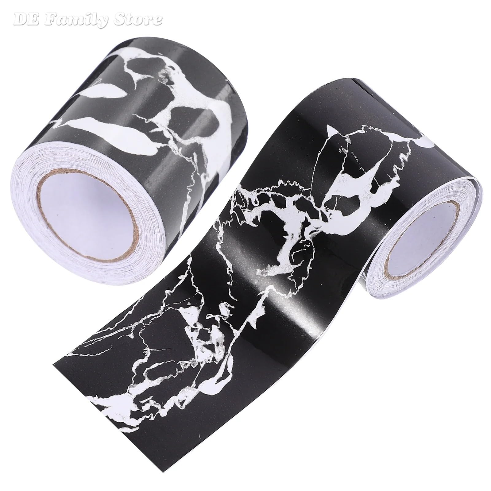Remate De Rodapié 2 rollos de pegatinas for rodapiés esquina, cubiertas Pvc, adornos decorativos for pared, papel mármol Flexible, cintura con cáscara(Black)