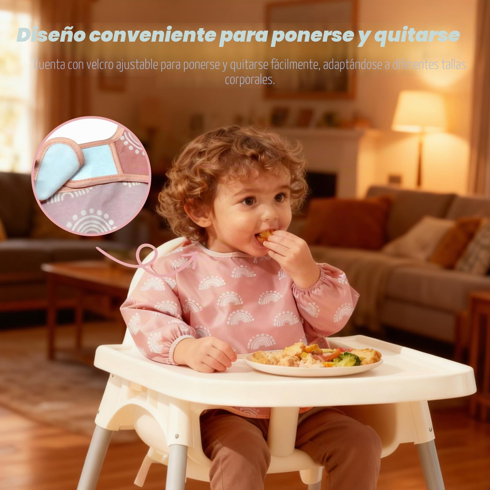 Babero Con Mangas Impermeable, 5PCS Babero Con Mangas, Babetes Bebe Lavables Para 3-30 Meses