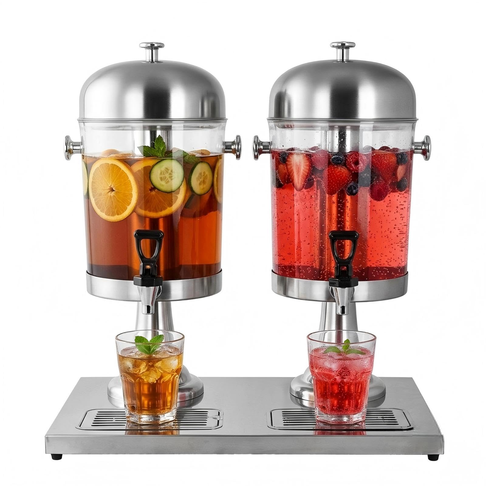Hakka 16L Juice Dispenser, 2X 8L Commercial Drink Beverages Dispenser with Tap Cocktail Milk Water Dispenser Chamber for Warm and Cold Drink