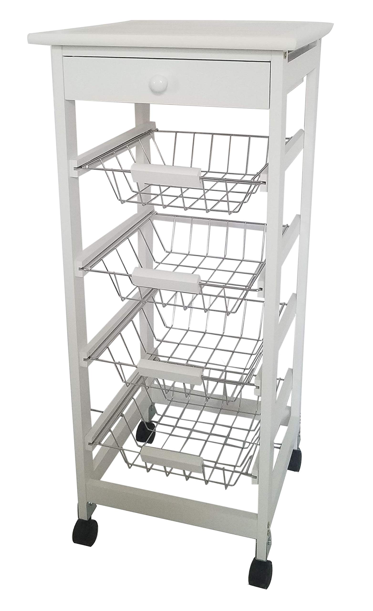 VERDULERO con 4 CESTAS 37X37X85 CM (Blanco)