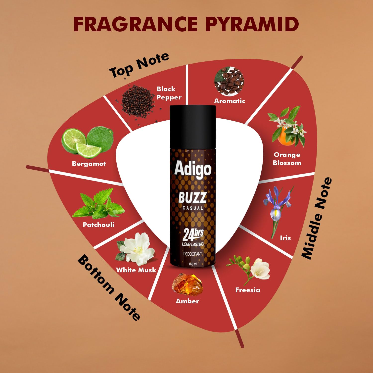 Adigo Buzz Casual Deodorant | 24 hours Long Lasting With Cooling Sensation| Deodorant Spray For Men | 165ml 2