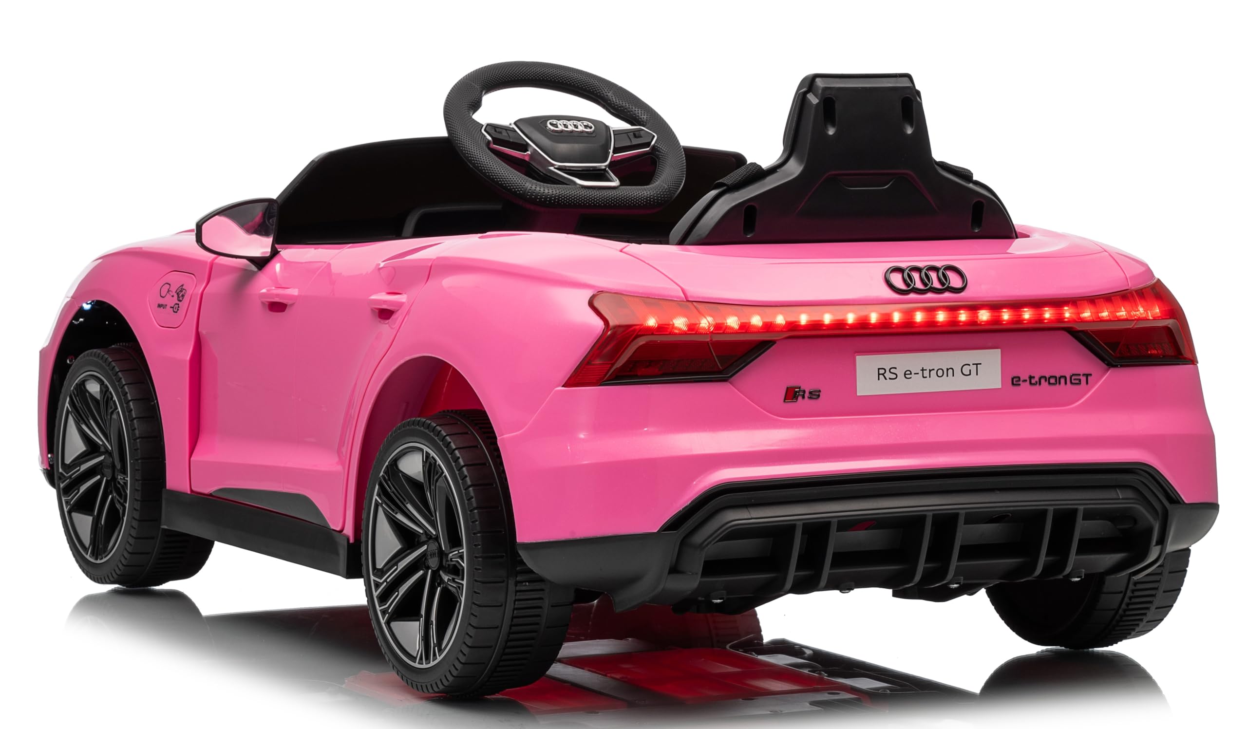 Audi RS e-tron GT Auto Elettrica per Bambini 12V con Telecomando Parentale – Macchina Cavalcabile con Porte Apribili, Cinture di Sicurezza a 3 Punti, Luci LED, MP3 USB SD, Ammortizzatori Rosa