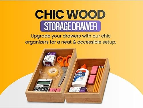 Miniatura 4 de YBM HOME Caja organizadora de cajones de bambú para cajón de cocina, cajón de basura, oficina, dormitorio, habitación de los niños, manualidades,