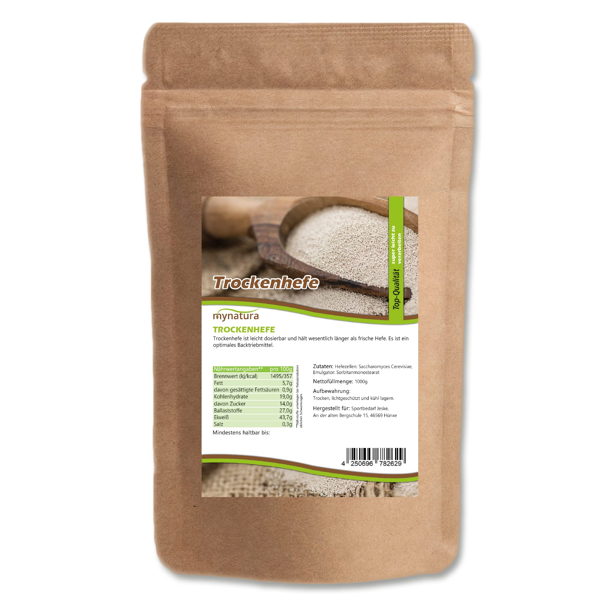 Mynatura Trockenhefe | Feinkörniges Granulat | Getrocknete Hefe | Backen | Eiweiß | Brot Backmittel | Backhefe I Hefeteig | Geruchsneutral | Im Beutel (3000g)