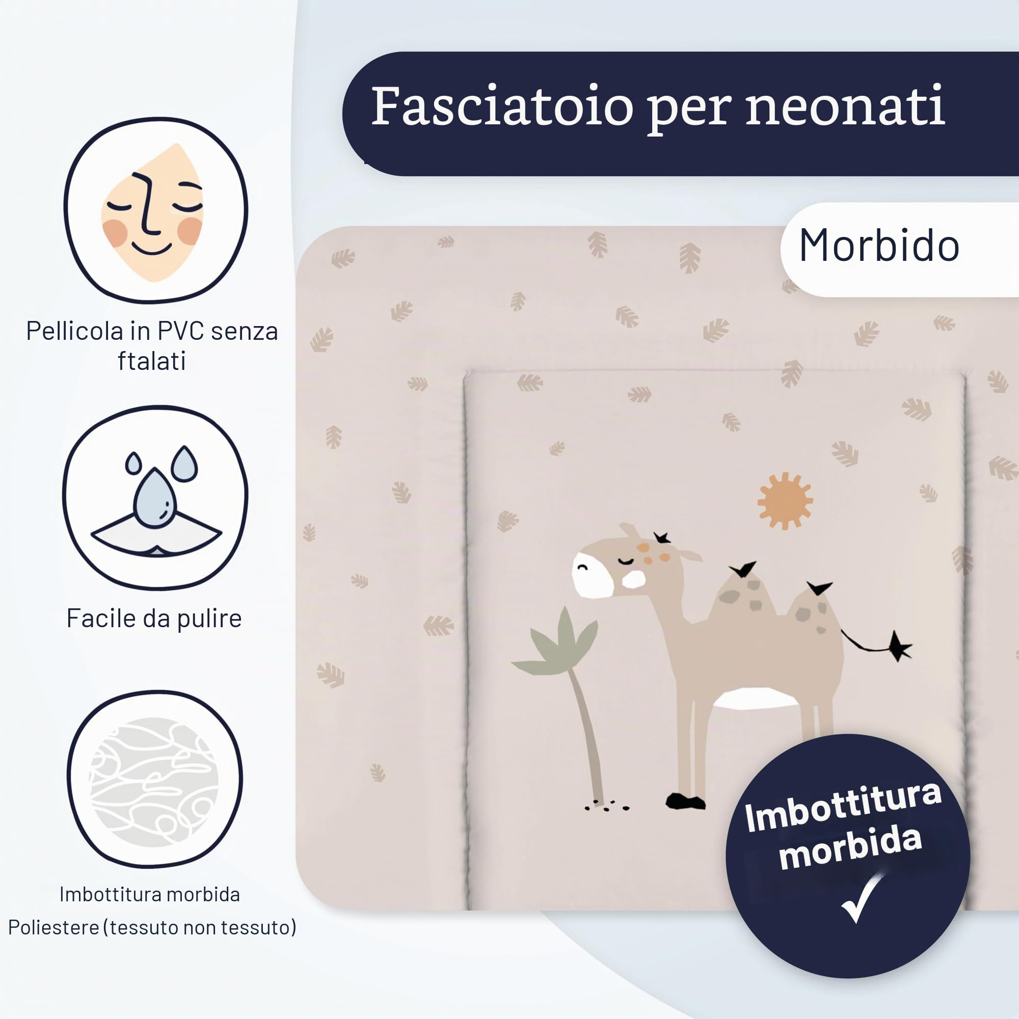 Julius Zöllner Materassino fasciatoio Softy, 75 x 75 cm, impermeabile e lavabile, prodotto in Germania, Oeko-Tex Standard 100, Savana beige