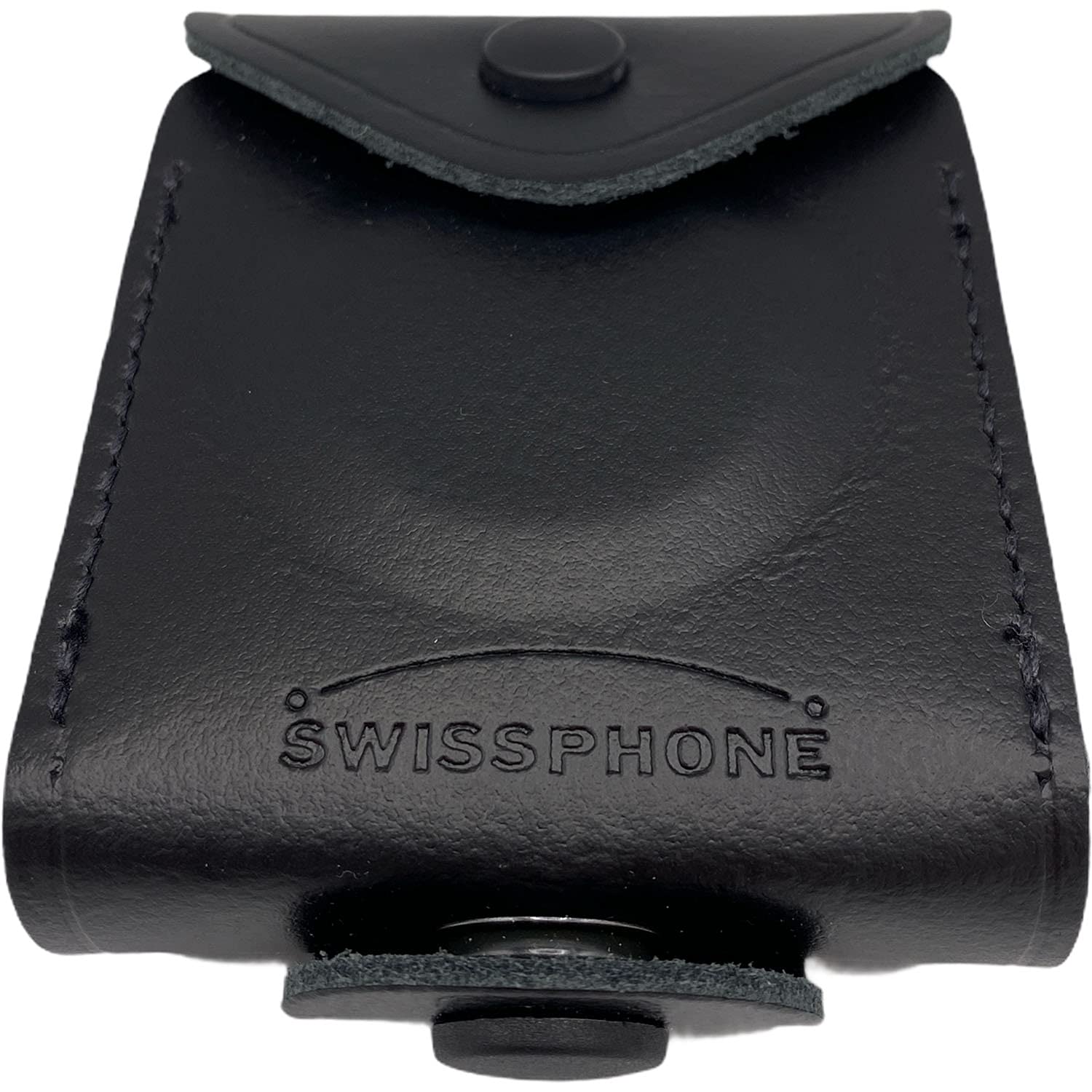Melder-Tasche Etui | Echt-Leder robust | geschlossen | Top Qualität | Knopf aufklappbar Klappfunktion | s.Quad Serie | Zubehör Funkmeldeempfänger X15 X35, Schwarz