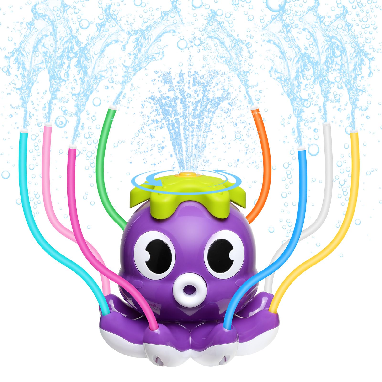 MoKo Aspersor de Agua para Niños, Juguete Rociador de Agua de Pulpo con 8 Tubos de Aspersor y 2 Abrazaderas para Jardín Patio Césped al Aire Libre, Juguete Aspersor para Niños Niñas, Morado Oscuro