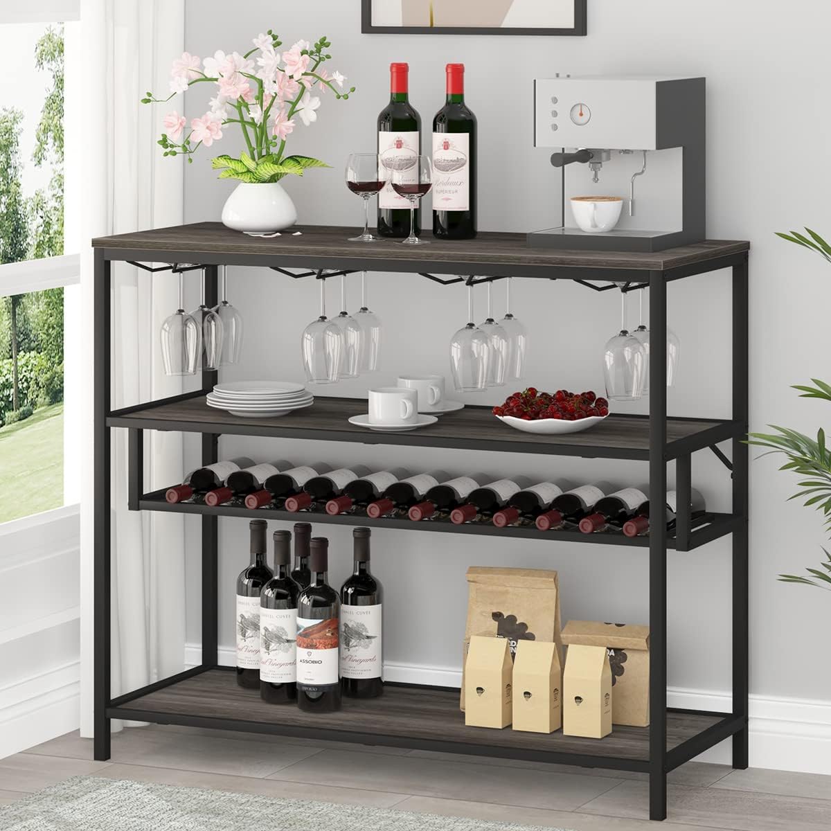 Buy LVB Wine Rack Table, Liquor Bar Freestanding Floor, Wooden