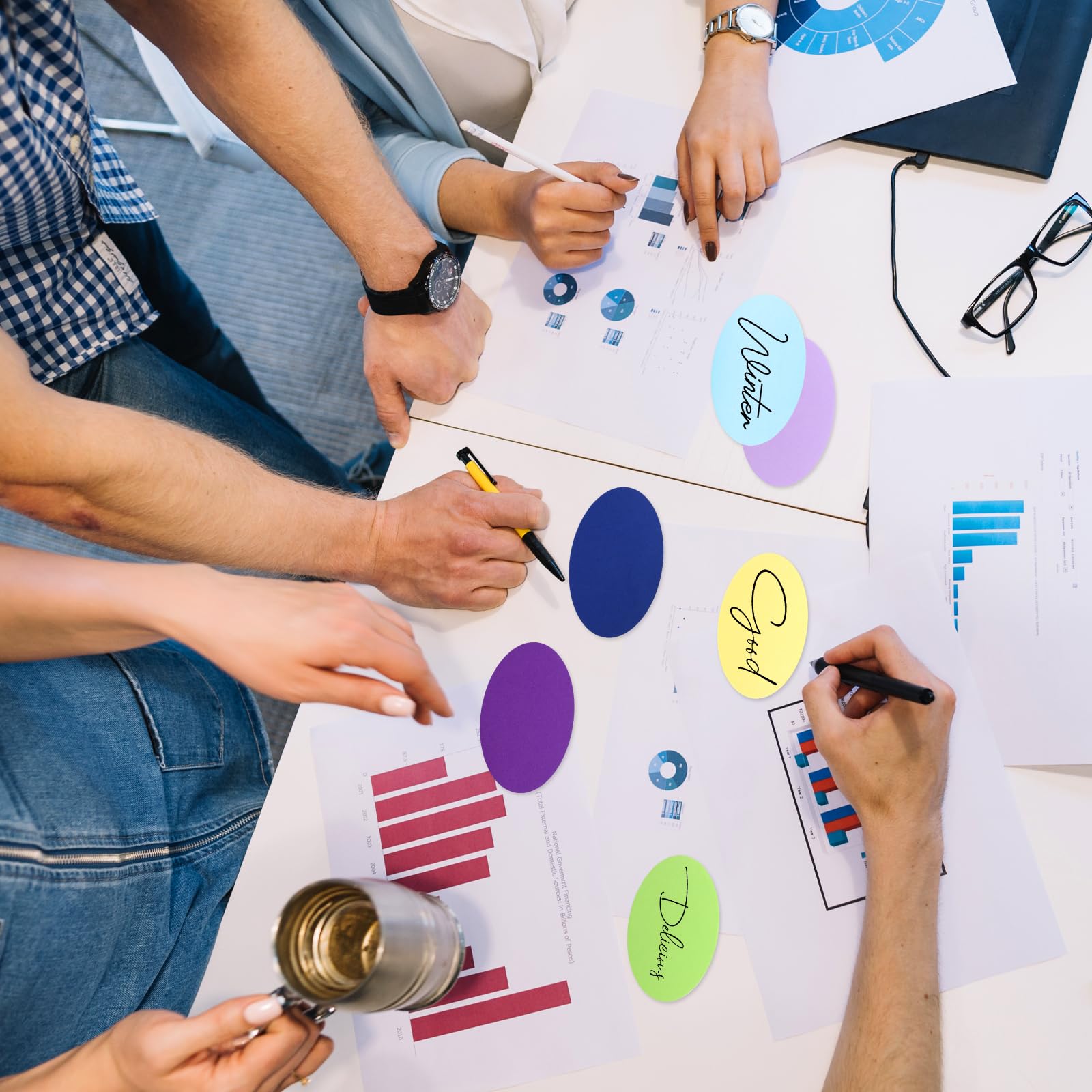 500 Stück Moderationskarten Set Rund - 15cm Origami Papier 10 Farben Für Präsentation & Moderation