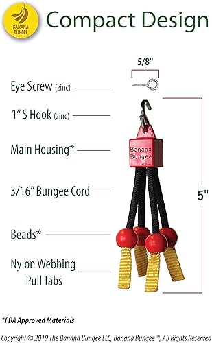 Miniatura 5 de Banana Bungee Solución de soporte de gancho de plátanos rojos con abrazadera de gabinete de acero inoxidable personalizada - Fabricado en EE. UU.